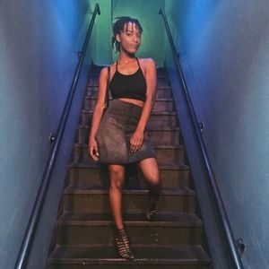 Mini button-down skirt